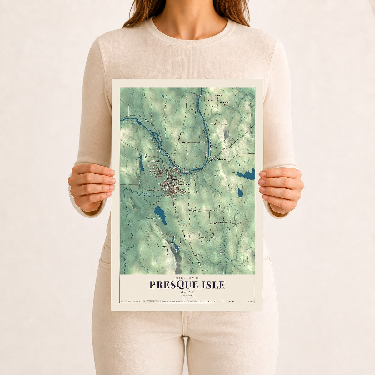 Presque Isle, Maine map print - 12 x 18 archival matte print