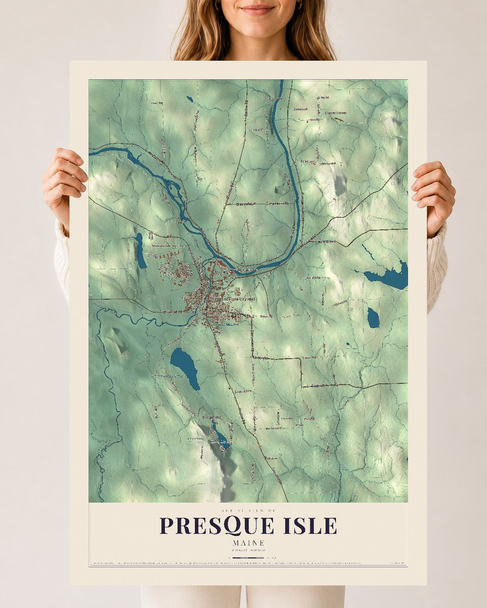 Presque Isle, Maine map print - 24 x 36 archival matte print