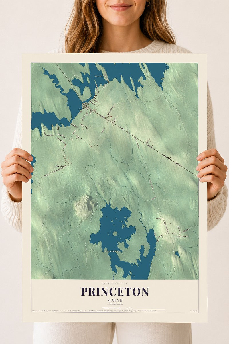 Princeton, Maine map print - 18 x 24 archival matte print