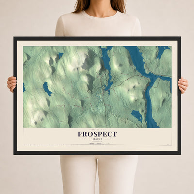 Prospect, Maine map print - 24 x 36 black Ayous wood frame