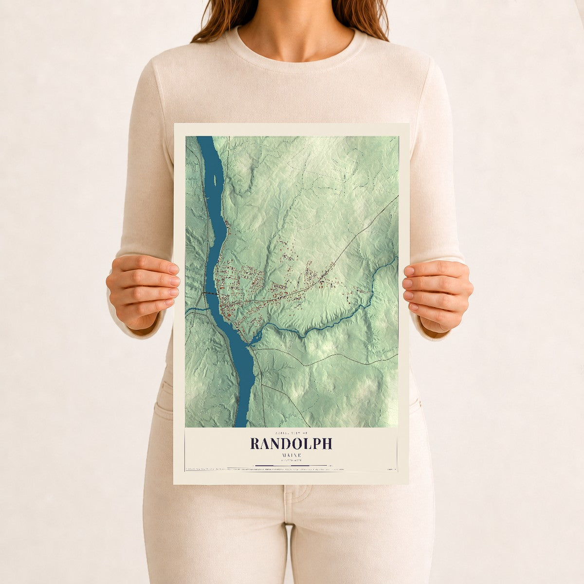 Randolph, Maine map print - 12 x 18 archival matte print