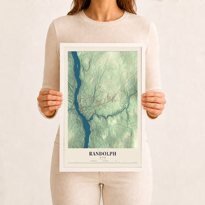 Randolph, Maine map print - 12 x 18 white Ayous wood frame