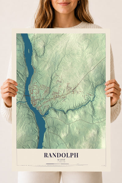 Randolph, Maine map print - 18 x 24 archival matte print