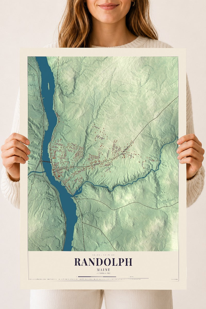 Randolph, Maine map print - 18 x 24 archival matte print