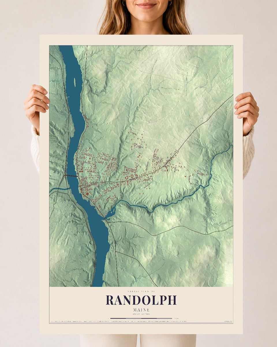 Randolph, Maine map print - 24 x 36 archival matte print