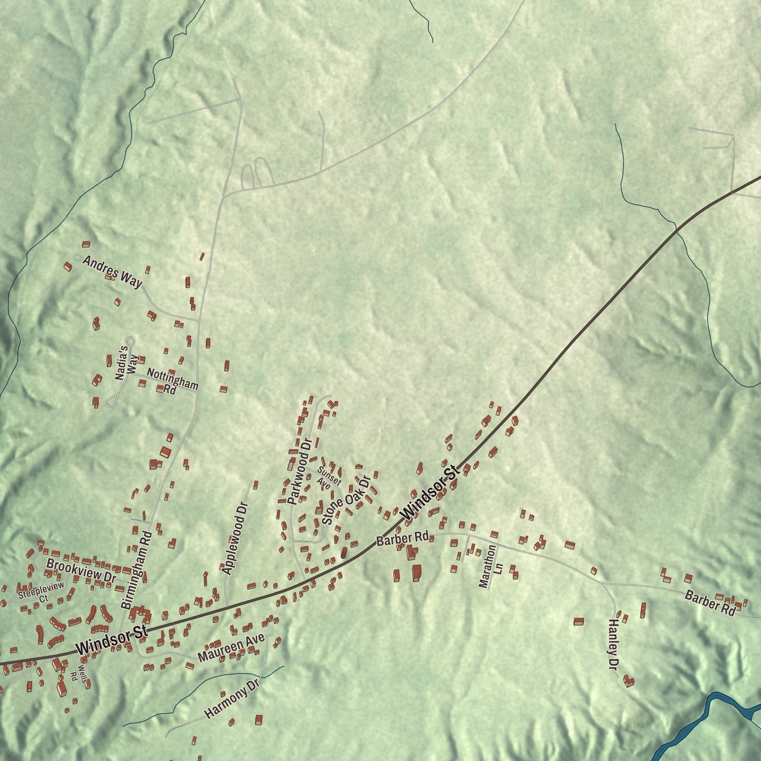 Terrain and local geography detail from the Randolph, Maine map