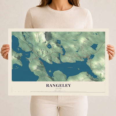 Rangeley, Maine map print - 12 x 18 archival matte print