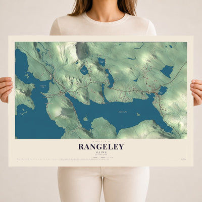 Rangeley, Maine map print - 18 x 24 archival matte print