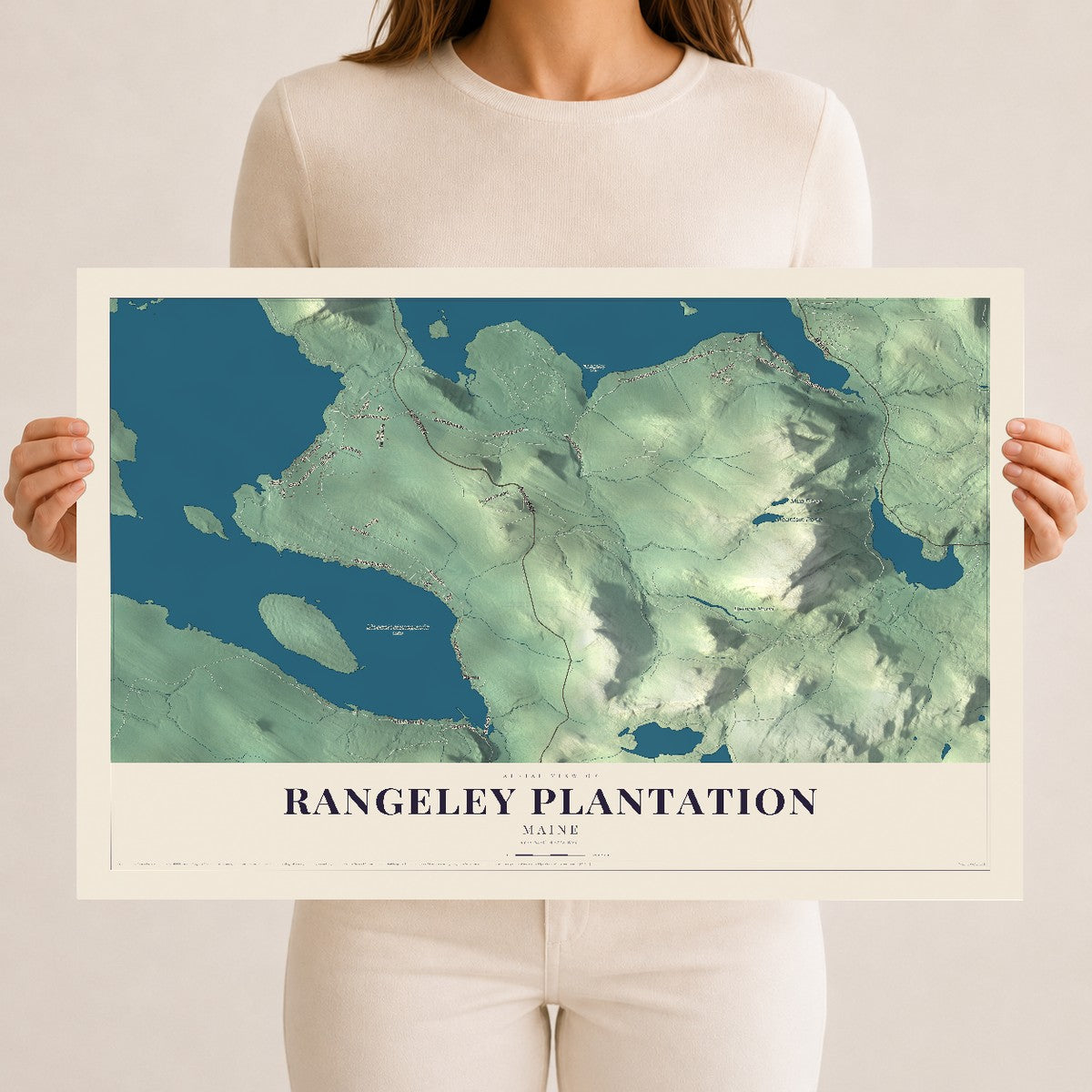 Rangeley Plantation, Maine map print - 12 x 18 archival matte print