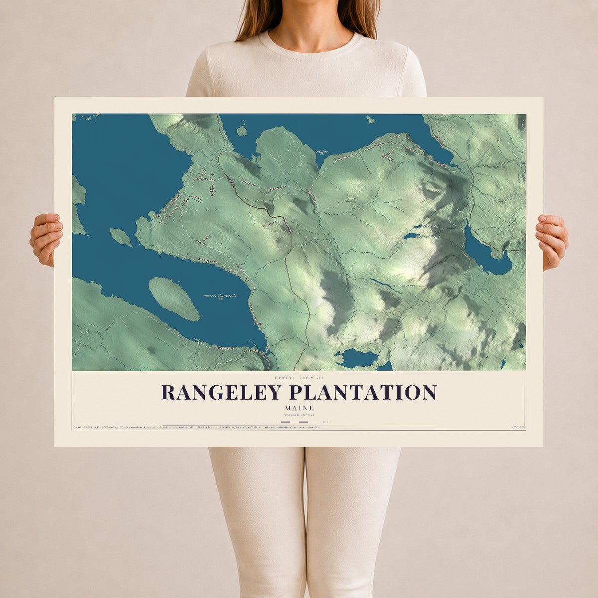 Rangeley Plantation, Maine map print - 24 x 36 archival matte print