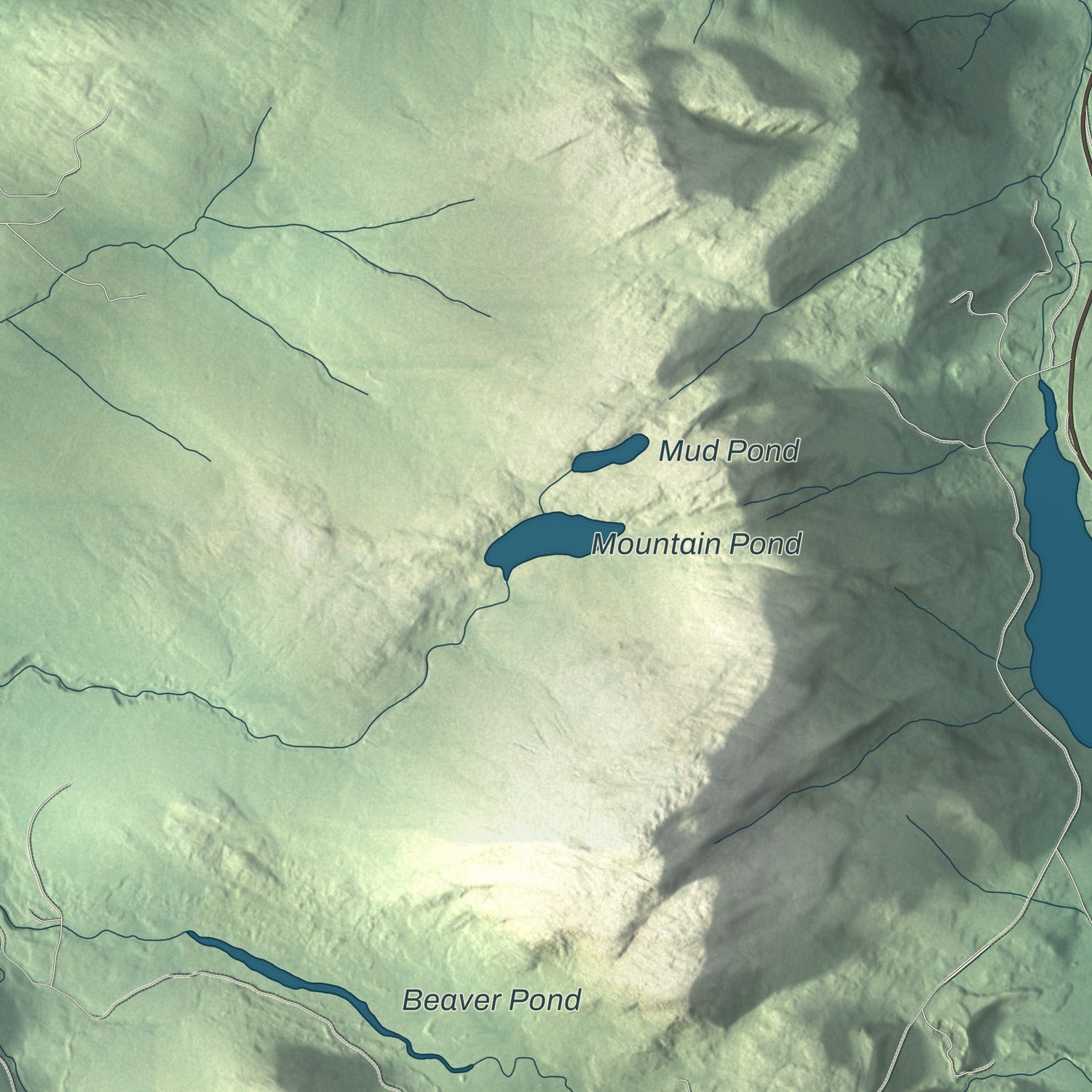 Terrain and local geography detail from the Rangeley Plantation, Maine map