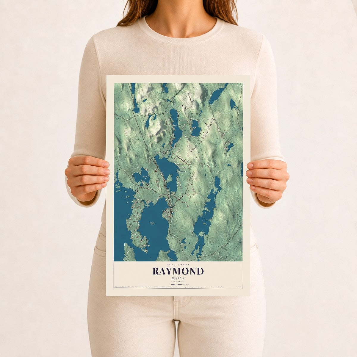 Raymond, Maine map print - 12 x 18 archival matte print