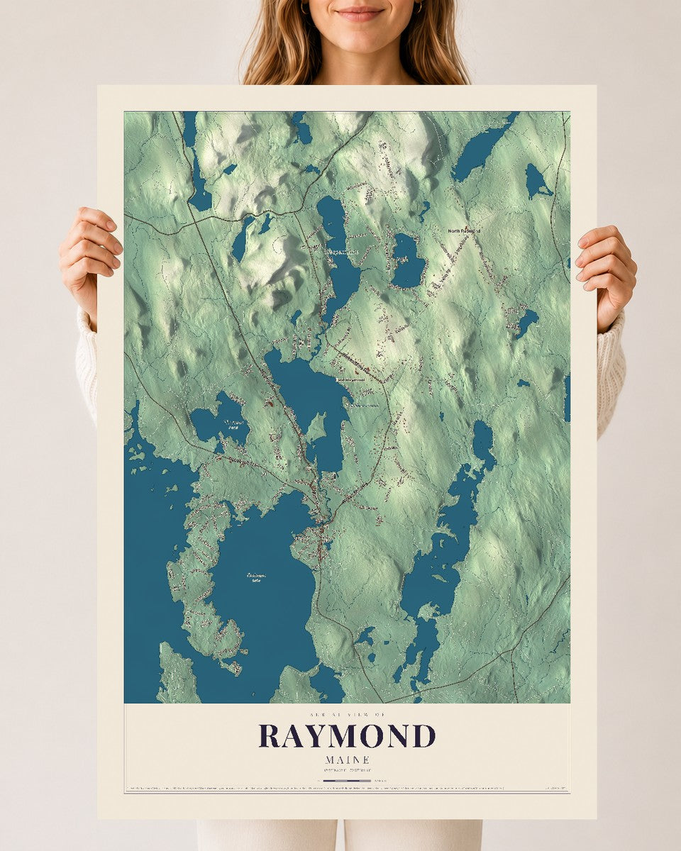 Raymond, Maine map print - 24 x 36 archival matte print