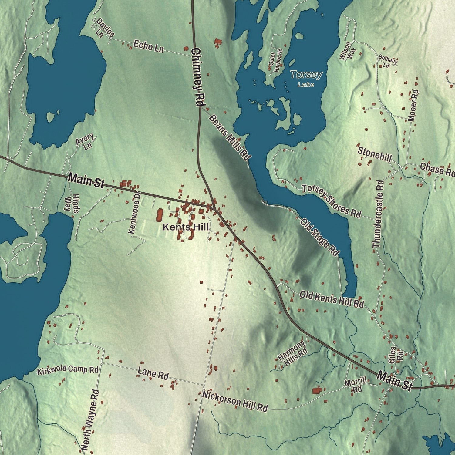 Street and neighborhood detail from the Readfield, Maine map