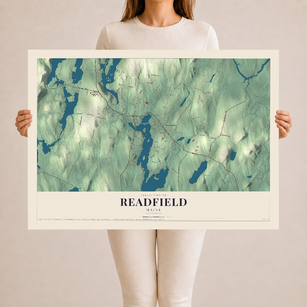 Readfield, Maine map print - 24 x 36 archival matte print