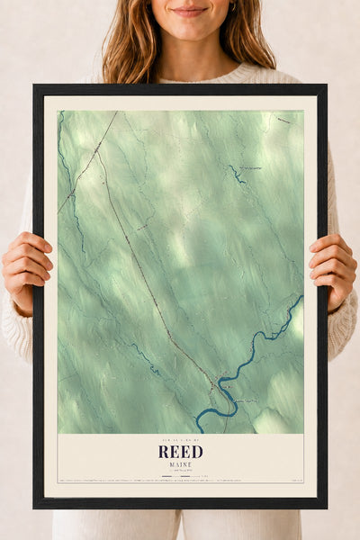Reed, Maine map print - 18 x 24 black Ayous wood frame
