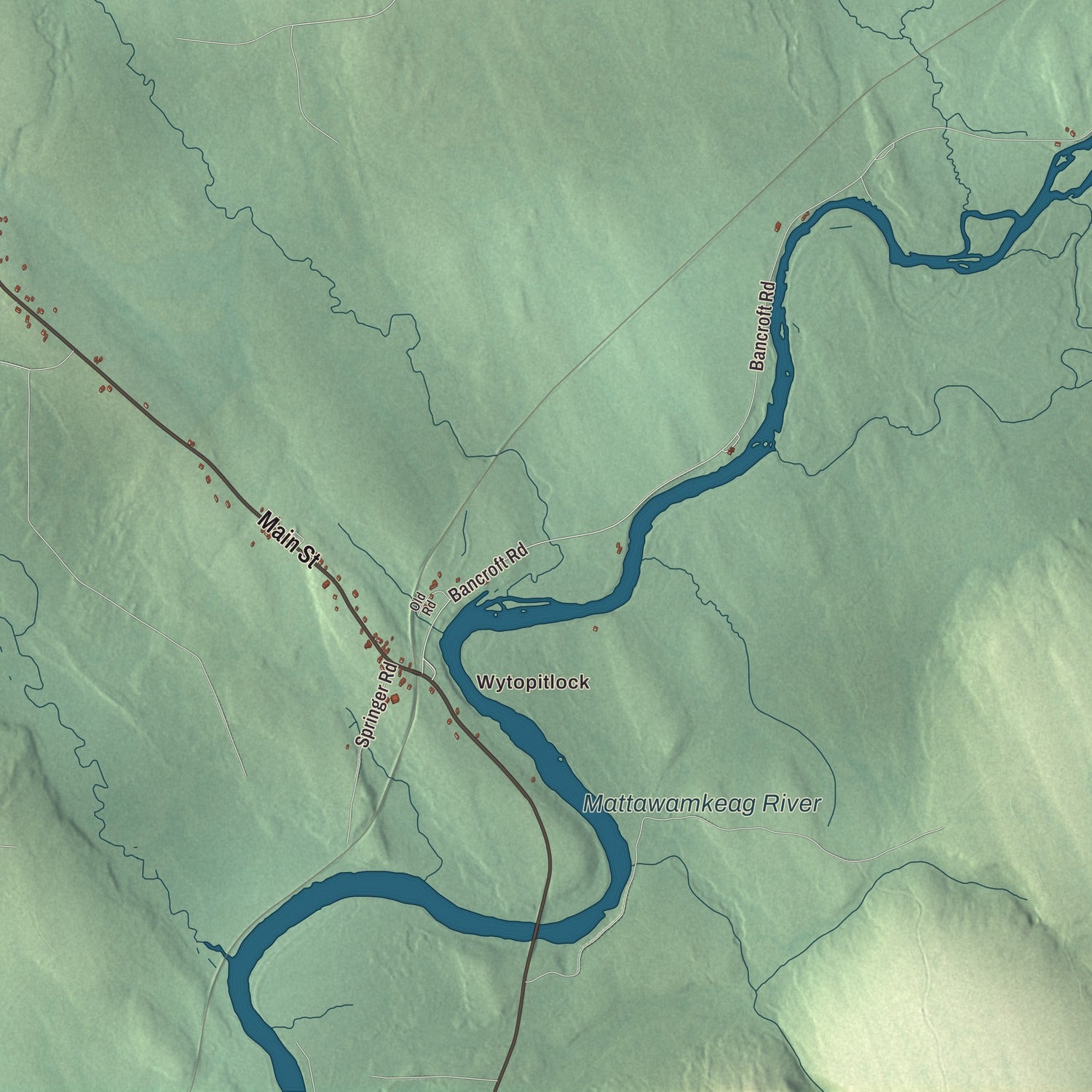 Terrain and local geography detail from the Reed, Maine map