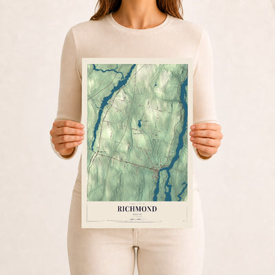 Richmond, Maine map print - 12 x 18 archival matte print