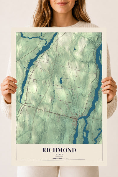 Richmond, Maine map print - 18 x 24 archival matte print