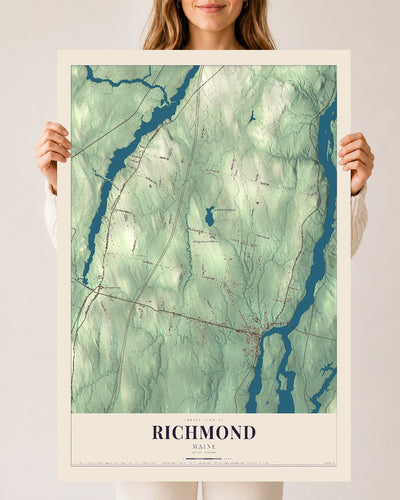 Richmond, Maine map print - 24 x 36 archival matte print