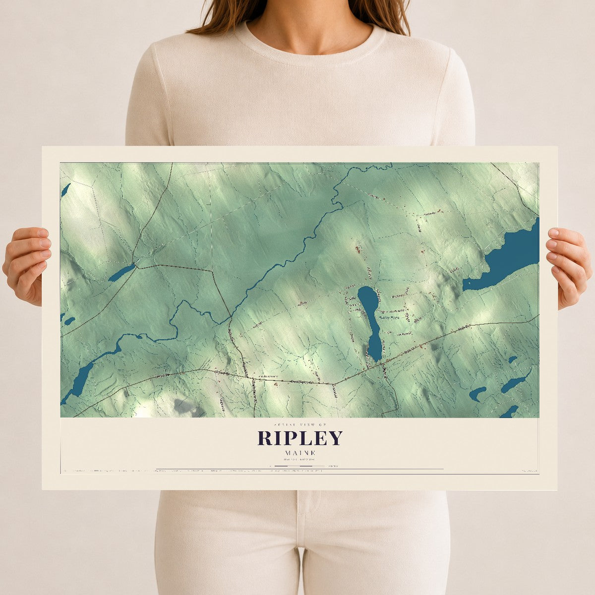 Ripley, Maine map print - 12 x 18 archival matte print