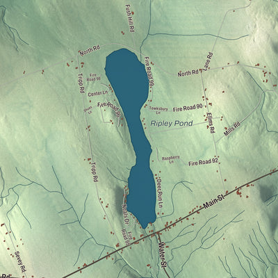 Terrain and local geography detail from the Ripley, Maine map