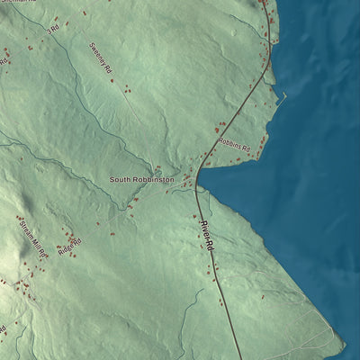 Terrain and local geography detail from the Robbinston, Maine map