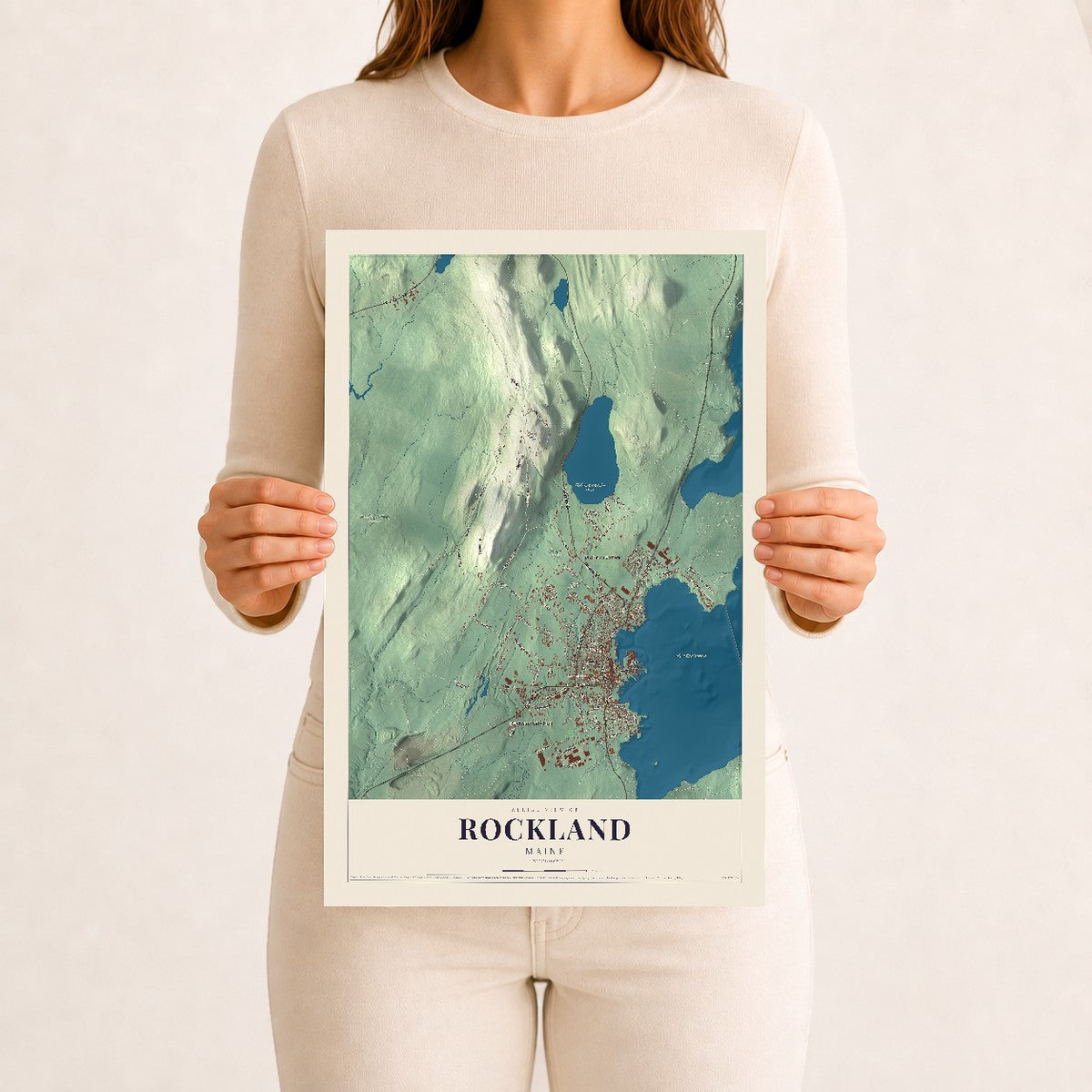 Rockland, Maine map print - 12 x 18 archival matte print