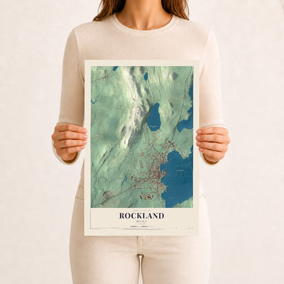 Rockland, Maine map print - 12 x 18 archival matte print