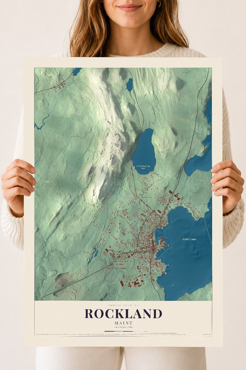 Rockland, Maine map print - 18 x 24 archival matte print