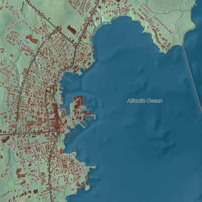 Terrain and local geography detail from the Rockland, Maine map