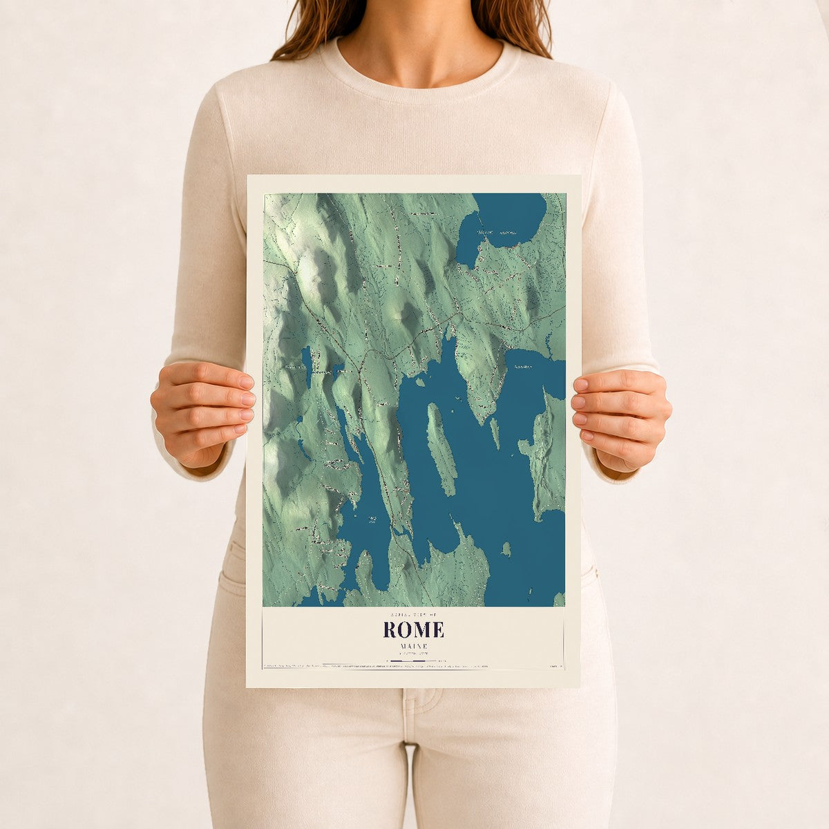 Rome, Maine map print - 12 x 18 archival matte print