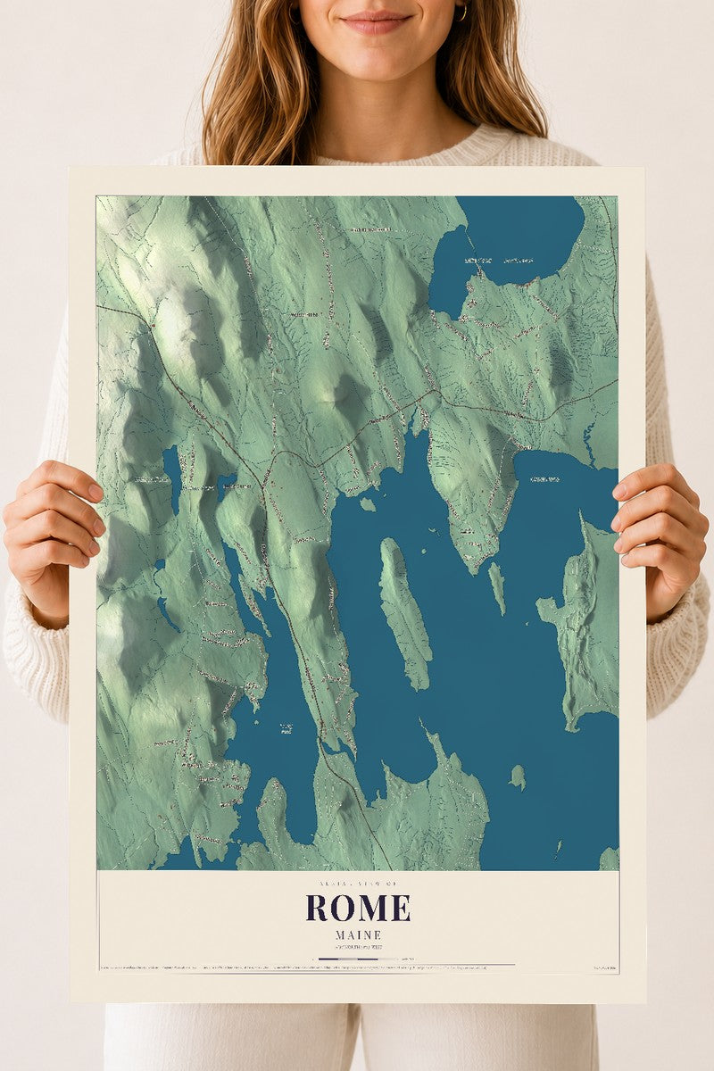 Rome, Maine map print - 18 x 24 archival matte print