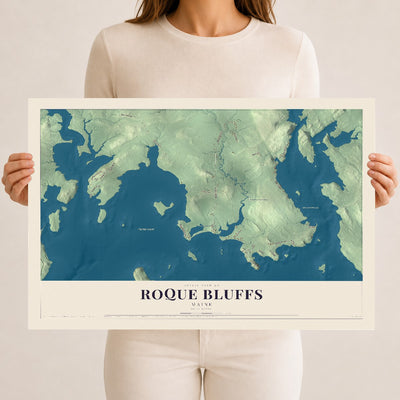 Roque Bluffs, Maine map print - 12 x 18 archival matte print