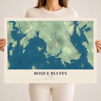 Roque Bluffs, Maine map print - 18 x 24 archival matte print