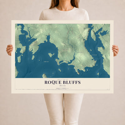 Roque Bluffs, Maine map print - 24 x 36 archival matte print