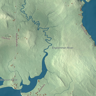 Terrain and local geography detail from the Roque Bluffs, Maine map