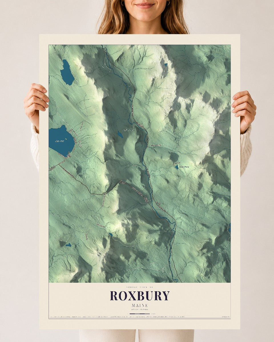 Roxbury, Maine map print - 24 x 36 archival matte print