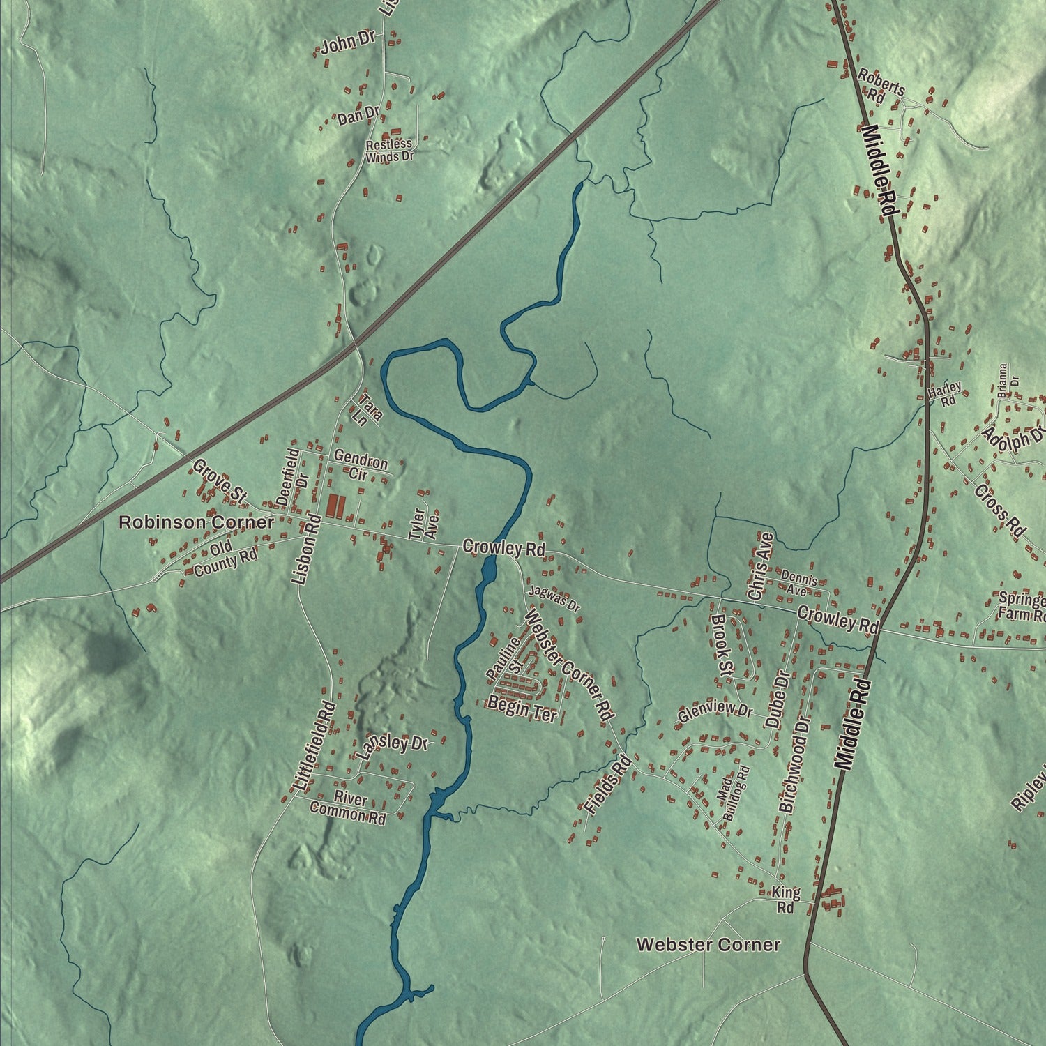 Street and neighborhood detail from the Sabattus, Maine map