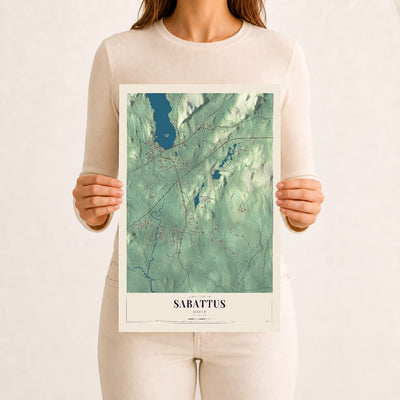 Sabattus, Maine map print - 12 x 18 archival matte print