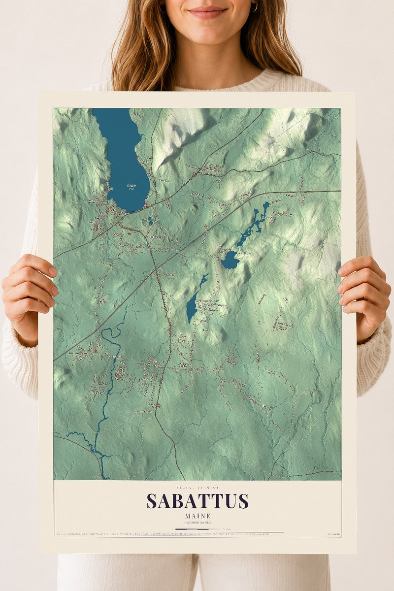Sabattus, Maine map print - 18 x 24 archival matte print