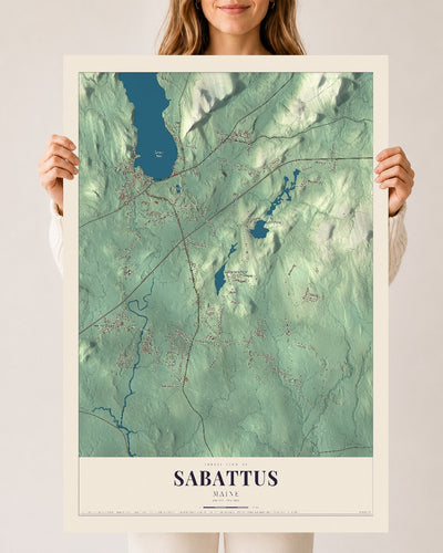 Sabattus, Maine map print - 24 x 36 archival matte print