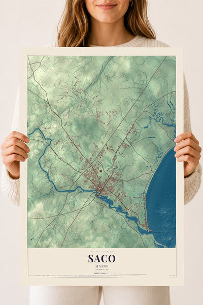 Saco, Maine map print - 18 x 24 archival matte print