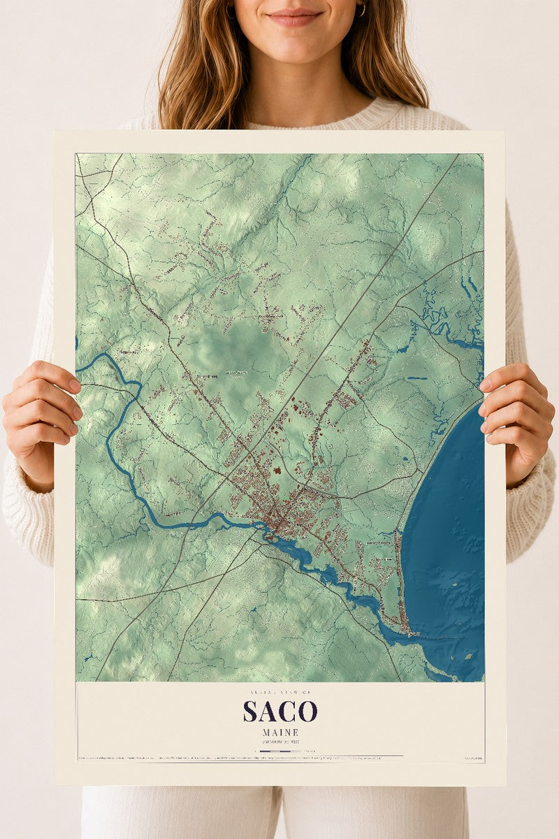 Saco, Maine map print - 18 x 24 archival matte print