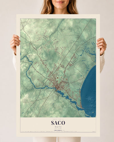 Saco, Maine map print - 24 x 36 archival matte print
