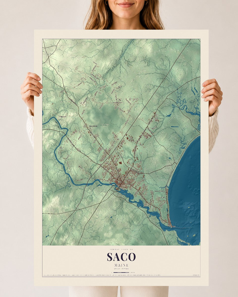 Saco, Maine map print - 24 x 36 archival matte print