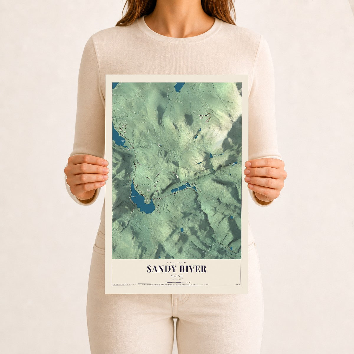 Sandy River, Maine map print - 12 x 18 archival matte print
