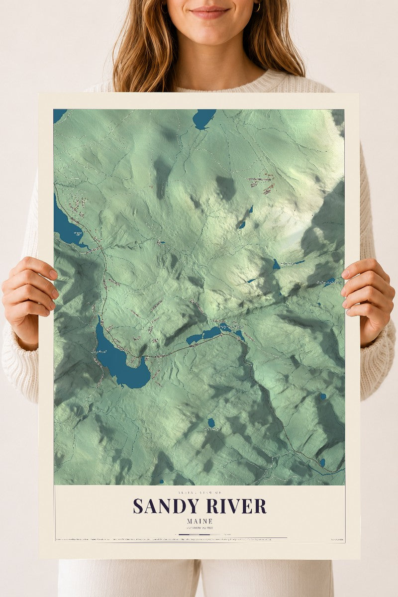Sandy River, Maine map print - 18 x 24 archival matte print