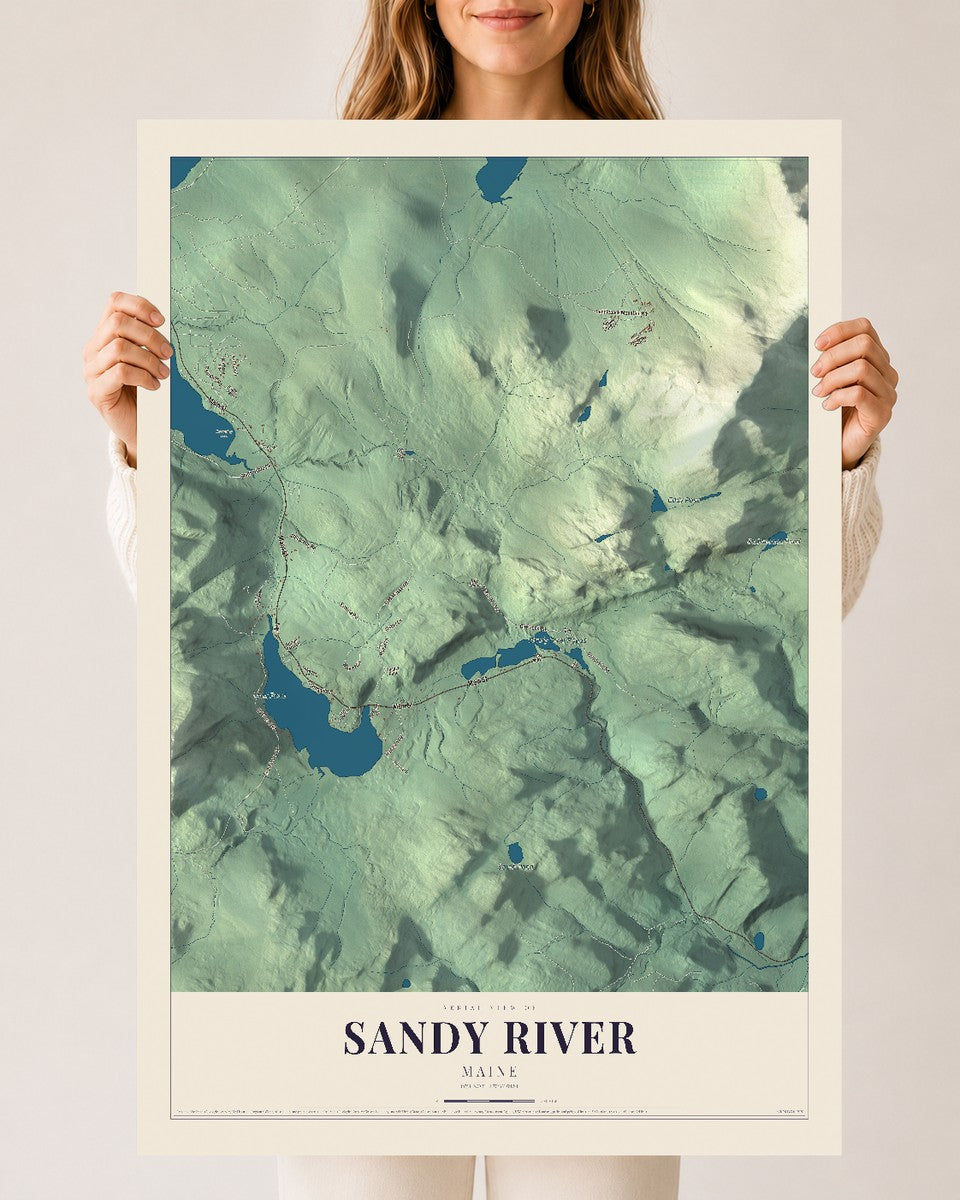 Sandy River, Maine map print - 24 x 36 archival matte print