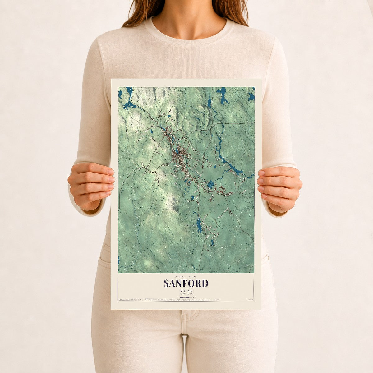 Sanford, Maine map print - 12 x 18 archival matte print